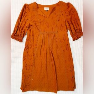 Burnt Orange detailed dress. Size Small